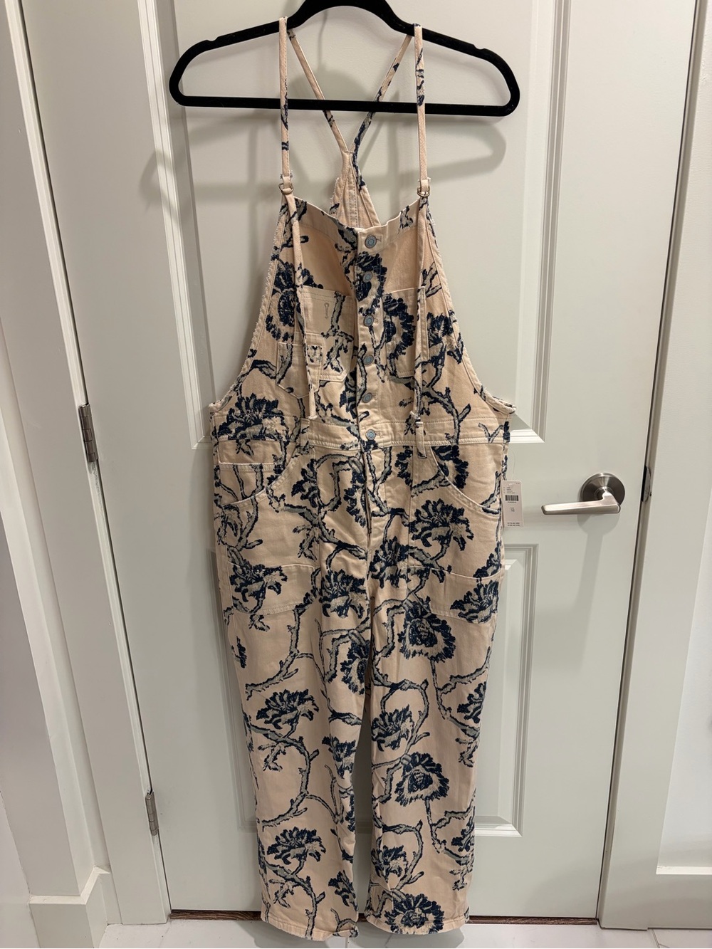 Anthropologie Floral Jumper in Beige and Navy